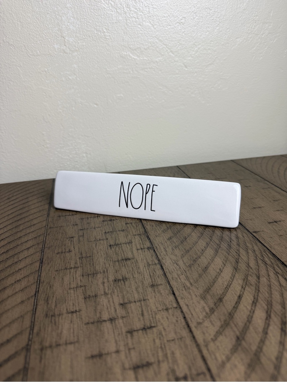 Rae Dunn “NOPE” Ceramic Desk Sign White Black Home Office Decor